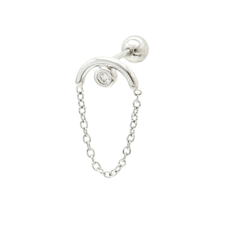 Aspin | Zirconia Arch Chain Drop Barbell Earring - LB BOUTIQ – LB Boutiq