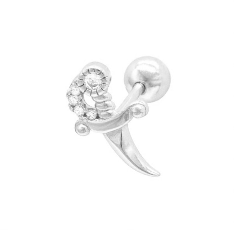 Armani | Dainty Zirconia Sword Barbell Earring - LB BOUTIQ
