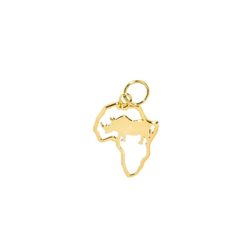 Rhino Africa Map Solid Gold